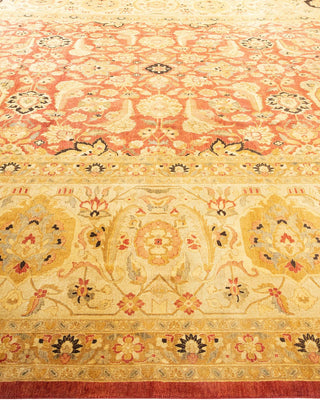 Traditional Mogul Orange Wool Area Rug 12' 3" x 15' 5" - Solo Rugs