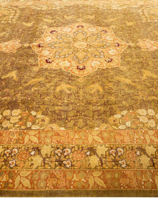 Traditional Mogul Green Wool Area Rug 8' 0" x 9' 11" - Solo Rugs
