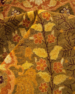 Traditional Mogul Green Wool Area Rug 8' 0" x 9' 11" - Solo Rugs