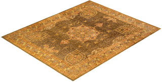 Traditional Mogul Green Wool Area Rug 8' 0" x 9' 11" - Solo Rugs