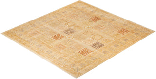 Traditional Mogul Ivory Wool Square Area Rug 8' 0" x 8' 5" - Solo Rugs