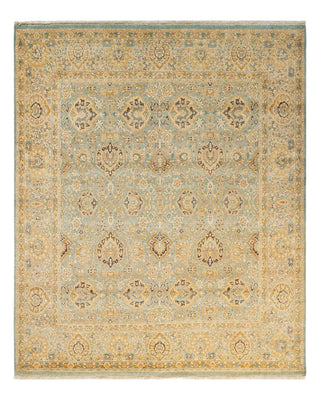 Traditional Mogul Light Blue Wool Square Area Rug 8' 2" x 8' 3" - Solo Rugs