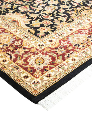 Traditional Mogul Black Wool Square Area Rug 6' 0" x 6' 2" - Solo Rugs