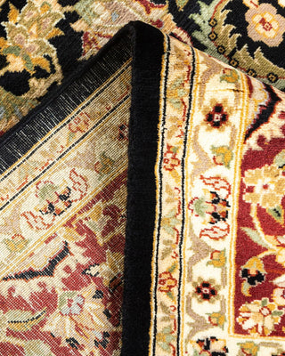 Traditional Mogul Black Wool Square Area Rug 6' 0" x 6' 2" - Solo Rugs