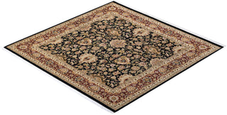 Traditional Mogul Black Wool Square Area Rug 6' 0" x 6' 2" - Solo Rugs