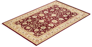 Traditional Mogul Red Wool Area Rug 4' 2" x 6' 4" - Solo Rugs