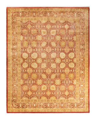 Traditional Mogul Orange Wool Area Rug 8' 2" x 10' 4" - Solo Rugs