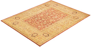 Traditional Mogul Orange Wool Area Rug 8' 3" x 10' 7" - Solo Rugs