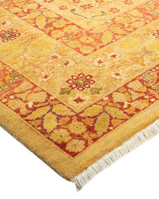 Traditional Mogul Yellow Wool Area Rug 8' 3" x 10' 1" - Solo Rugs