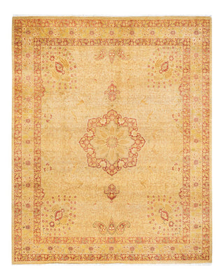Traditional Mogul Yellow Wool Area Rug 8' 3" x 10' 1" - Solo Rugs