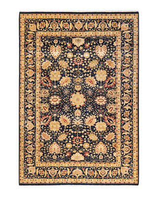 Traditional Mogul Blue Wool Area Rug 6' 3" x 8' 10" - Solo Rugs