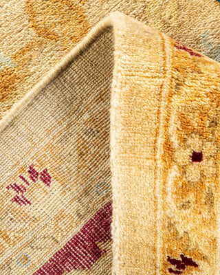 Traditional Mogul Yellow Wool Area Rug 6' 1" x 9' 2" - Solo Rugs