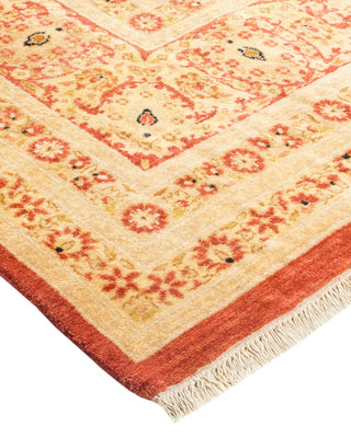 Traditional Mogul Orange Wool Area Rug 6' 1" x 9' 5" - Solo Rugs