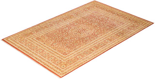 Traditional Mogul Orange Wool Area Rug 6' 1" x 9' 5" - Solo Rugs