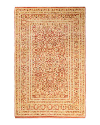 Traditional Mogul Orange Wool Area Rug 6' 1" x 9' 5" - Solo Rugs