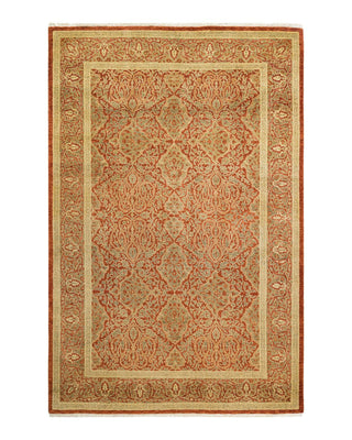 Traditional Mogul Orange Wool Area Rug 4' 2" x 6' 7" - Solo Rugs