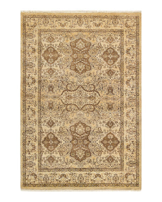 Traditional Mogul Yellow Wool Area Rug 4' 3" x 6' 3" - Solo Rugs