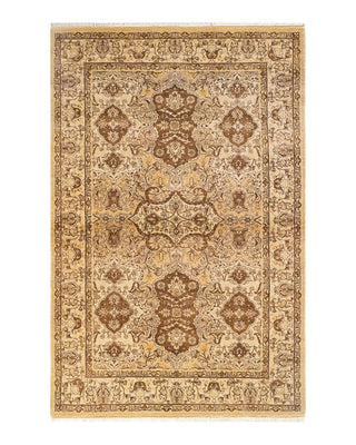 Traditional Mogul Yellow Wool Area Rug 4' 1" x 6' 3" - Solo Rugs