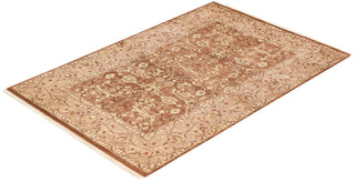 Traditional Mogul Brown Wool Area Rug 4' 2" x 6' 2" - Solo Rugs