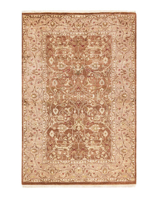 Traditional Mogul Brown Wool Area Rug 4' 2" x 6' 2" - Solo Rugs
