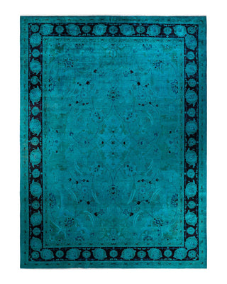 Contemporary Fine Vibrance Green Wool Area Rug 10' 1" x 13' 8" - Solo Rugs