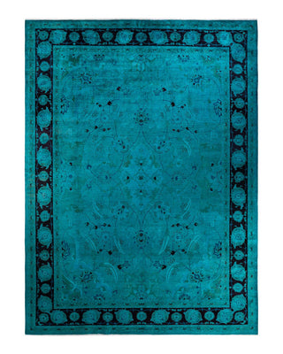 Contemporary Fine Vibrance Green Wool Area Rug 10' 1" x 13' 8" - Solo Rugs