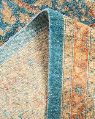 Traditional Mogul Light Blue Wool Area Rug 9' 0" x 12' 0" - Solo Rugs