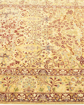 Traditional Mogul Yellow Wool Area Rug 4' 7" x 6' 10" - Solo Rugs