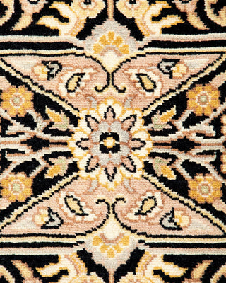 Traditional Mogul Black Wool Area Rug 4' 1" x 6' 1" - Solo Rugs