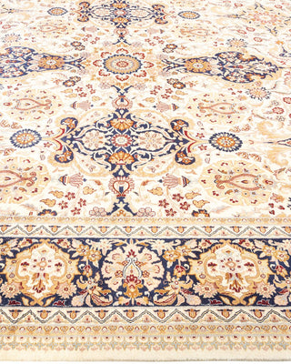 Traditional Mogul Ivory Wool Area Rug 9' 1" x 12' 1" - Solo Rugs