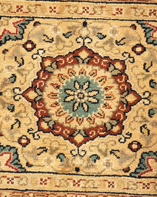 Traditional Mogul Yellow Wool Area Rug 9' 1" x 12' 2" - Solo Rugs