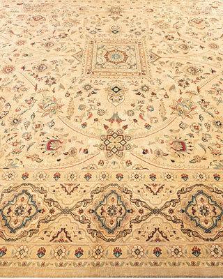 Traditional Mogul Yellow Wool Area Rug 9' 1" x 12' 2" - Solo Rugs