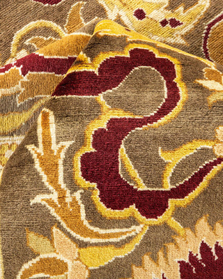 Traditional Mogul Brown Wool Area Rug 9' 0" x 12' 1" - Solo Rugs
