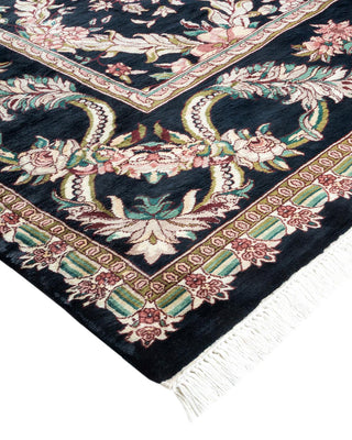 Traditional Mogul Black Wool Area Rug 8' 0" x 10' 8" - Solo Rugs