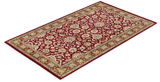 Traditional Mogul Red Wool Area Rug 3' 2" x 5' 1" - Solo Rugs