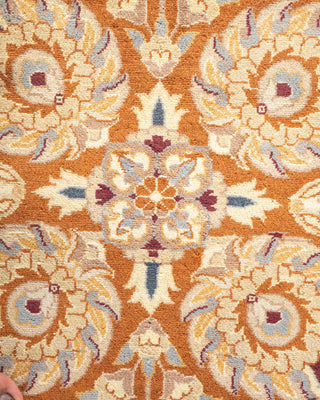 Traditional Mogul Yellow Wool Area Rug 9' 1" x 12' 1" - Solo Rugs