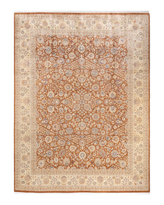 Traditional Mogul Yellow Wool Area Rug 9' 1" x 12' 1" - Solo Rugs