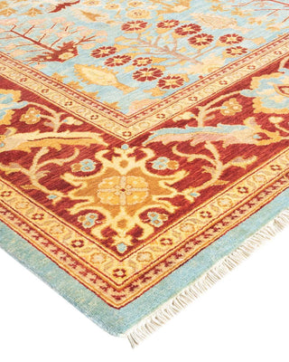 Contemporary Eclectic Light Blue Wool Area Rug 6' 2" x 9' 2" - Solo Rugs