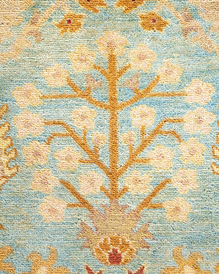 Contemporary Eclectic Light Blue Wool Area Rug 6' 2" x 9' 2" - Solo Rugs