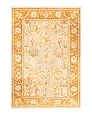 Contemporary Eclectic Ivory Wool Area Rug 6' 1" x 8' 10" - Solo Rugs