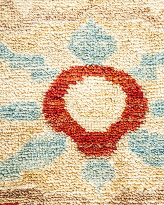 Contemporary Eclectic Ivory Wool Area Rug 9' 1" x 11' 4" - Solo Rugs