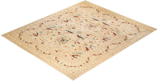 Contemporary Eclectic Ivory Wool Area Rug 9' 1" x 11' 4" - Solo Rugs