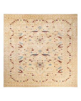 Contemporary Eclectic Ivory Wool Area Rug 9' 1" x 11' 4" - Solo Rugs
