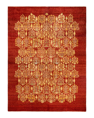 Contemporary Eclectic Red Wool Area Rug 9' 0" x 11' 10" - Solo Rugs