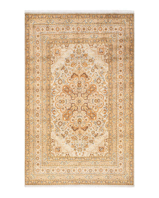 Traditional Mogul Ivory Wool Area Rug 5' 10" x 9' 2" - Solo Rugs