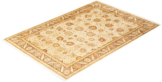 Traditional Mogul Ivory Wool Area Rug 6' 2" x 9' 2" - Solo Rugs