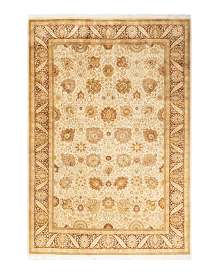 Traditional Mogul Ivory Wool Area Rug 6' 2" x 9' 2" - Solo Rugs
