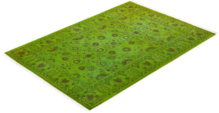 Contemporary Fine Vibrance Green Wool Area Rug 4' 3" x 6' 0" - Solo Rugs