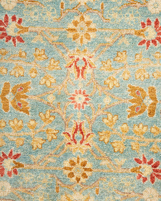 Traditional Mogul Light Blue Wool Area Rug 8' 1" x 10' 5" - Solo Rugs