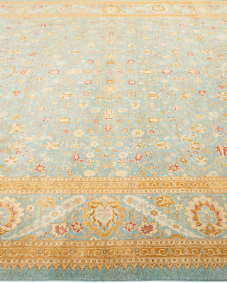 Traditional Mogul Light Blue Wool Area Rug 8' 1" x 10' 5" - Solo Rugs